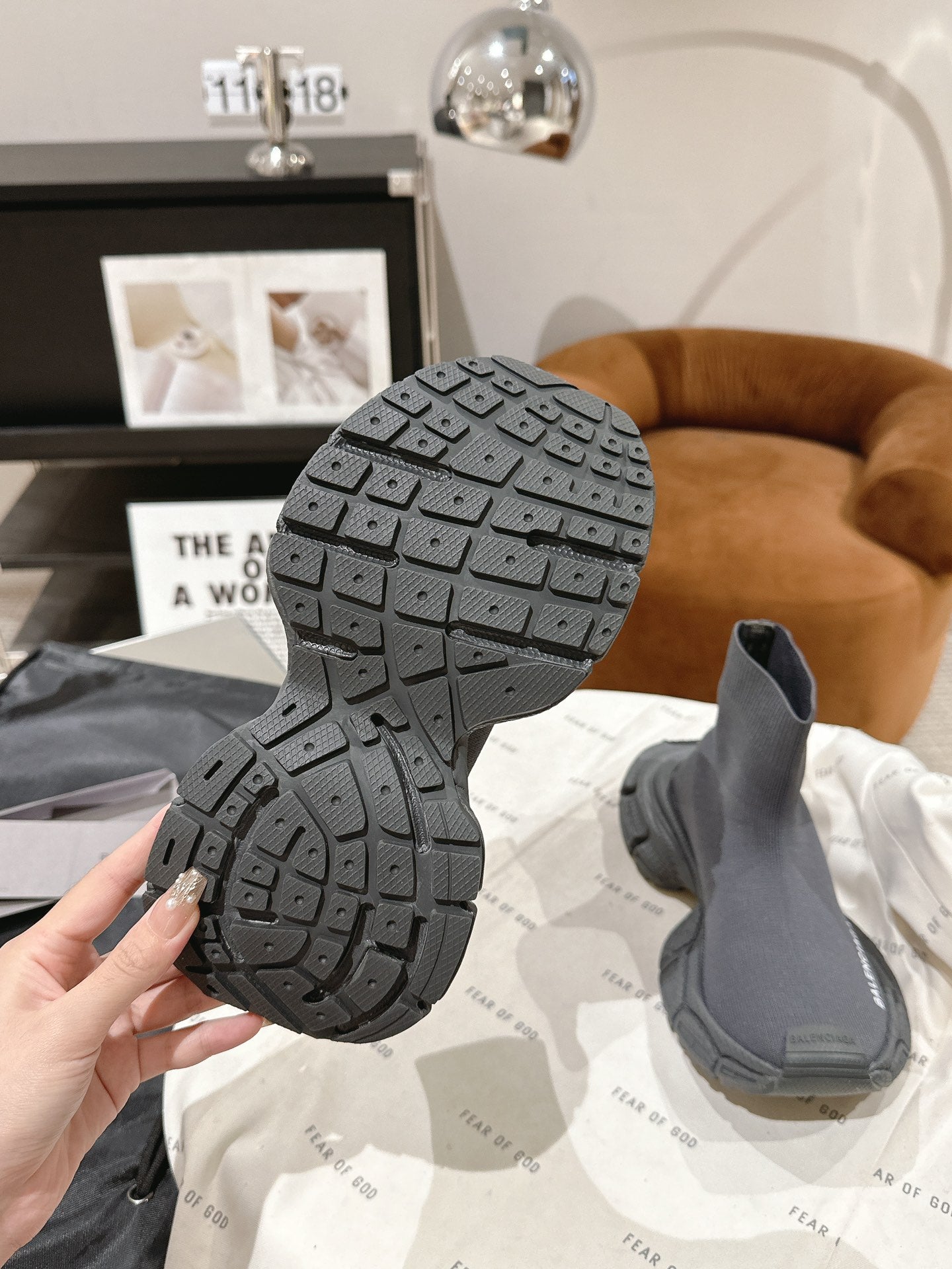 BALENCIAGA 25S SPEED TRAINER SNEAKERS 55 MM IN DARK GREY KNIT