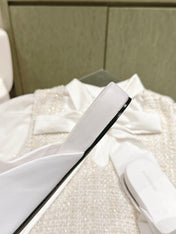 FLAT MULES IN WHITE SMOOTH CALFSKIN SILVER BUCKLE