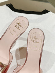 TRUMPET METALLIC MULES IN PINK PATENT CALFSKIN