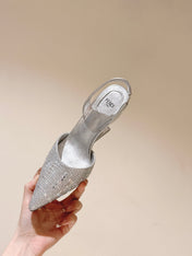 FENDI SEQUINS HIGH-HEELED SLINGBACK 85MM SILVER