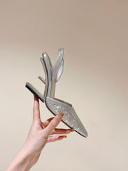 FENDI SEQUINS HIGH-HEELED SLINGBACK 85MM SILVER