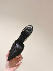 FENDI FIRST HIGH-HEELED SLINGBACK 85 MM IN BLACK LAMBSKIN GOLD HARDWARE