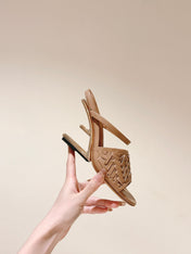 FENDI FIRST HIGH-HEELED SANDALS 85 MM IN TUSCAN TAN LAMBSKIN GOLD HARDWARE