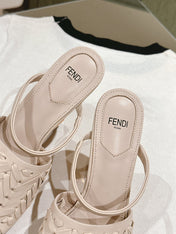 FENDI FIRST HIGH-HEELED SANDALS 85 MM IN BEIGE LAMBSKIN GOLD HARDWARE