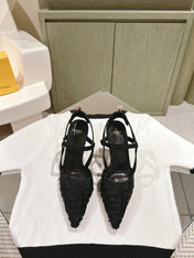 FENDI COLIBRÌ HIGH-HEELED SLINGBACKS 75MM IN BLACK FABRIC