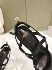 FENDI COLIBRÌ HIGH-HEELED SLINGBACKS 75MM IN BLACK FABRIC