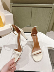 FENDI HIGH-HEELED 85 MM IN WHITE LAMBSKIN WITH GOLD HARDWARE