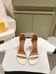 FENDI HIGH-HEELED 85 MM IN WHITE LAMBSKIN WITH GOLD HARDWARE