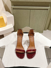 FENDI HIGH-HEELED 85 MM IN CHERRY RED LAMBSKIN WITH GOLD HARDWARE