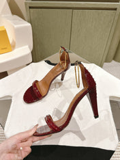 FENDI HIGH-HEELED 85 MM IN CHERRY RED LAMBSKIN WITH GOLD HARDWARE