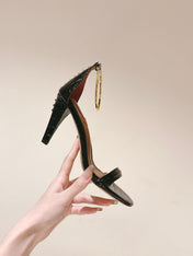 FENDI HIGH-HEELED 85 MM IN BLACK LAMBSKIN WITH GOLD HARDWARE