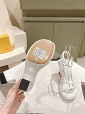 FENDI BAGUETTE HIGH HEELS 85MM IN WHITE LAMBSKIN WITH GOLD HARDWARE