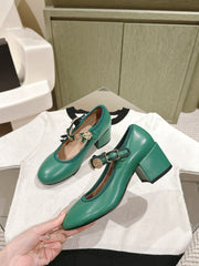 CC HIGH MARY JANE SEA GREEN LAMBSKIN