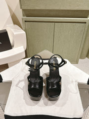 CC HIGH SANDAL BLACK CALFSKIN