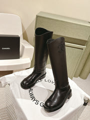 CC HIGH BOOTS BLACK CALFSKIN