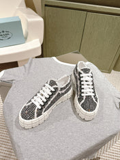 PRA DOUBLE WHEEL RE-NYLON GABARDINE SNEAKERS BLACK FABRIC