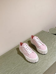 PRA DOUBLE WHEEL RE-NYLON GABARDINE SNEAKERS PASTEL PINK CALFSKIN