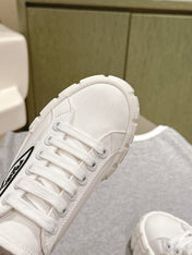 PRA DOUBLE WHEEL RE-NYLON GABARDINE SNEAKERS WHITE CALFSKIN