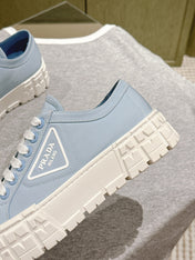 PRA DOUBLE WHEEL RE-NYLON GABARDINE SNEAKERS SKY CALFSKIN