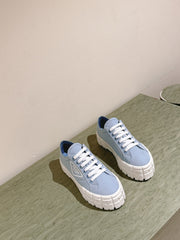 PRA DOUBLE WHEEL RE-NYLON GABARDINE SNEAKERS SKY CALFSKIN