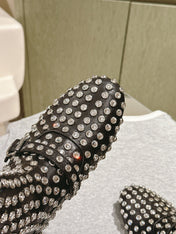 ALAIA SHORT BOOTS IN BLACK LAMBSKIN ATTACH RHINSTONES