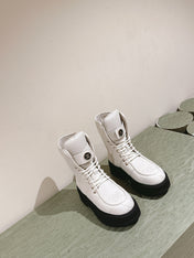 MARTIN BOOTS IN WHITE EMBROIDERED CALFSKIN