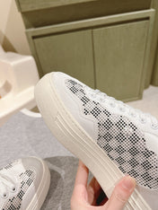 LV GROOVY SNEAKER IN WHITE MIX BLACK DAMIER STRASS AND CALFSKIN