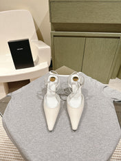 AIMÉE HIGH 8 CM SLINGBACK PUMPS IN WHITE PATENT CALFSKIN