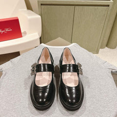 VIV' RANGERS MARY JANES IN BLACK CALFSKIN