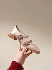 TRÈS VIVIER MARY JANE DOUBLE-STRAP IN NUDE SILK