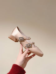 TRÈS VIVIER MARY JANE DOUBLE-STRAP IN NUDE SILK