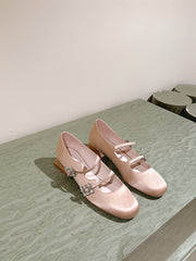 TRÈS VIVIER MARY JANE DOUBLE-STRAP IN NUDE SILK