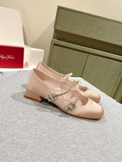 TRÈS VIVIER MARY JANE DOUBLE-STRAP IN NUDE SILK