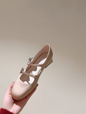 TRÈS VIVIER MARY JANE DOUBLE-STRAP IN NUDE SILK