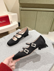 TRÈS VIVIER MARY JANE DOUBLE-STRAP IN BLACK SILK