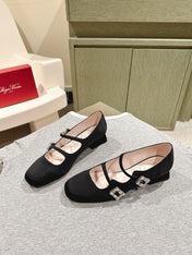 TRÈS VIVIER MARY JANE DOUBLE-STRAP IN BLACK SILK