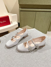 TRÈS VIVIER MARY JANE DOUBLE-STRAP IN SILVER SILK