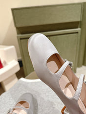 TRÈS VIVIER MARY JANE DOUBLE-STRAP IN SILVER SILK