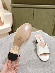 JEWELLED HEEL 55 MULE SANDALS IN WHITE CALFSKIN