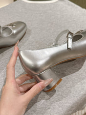 SWING HIGH MARY JANE 55 MM IN SILVER PATENT CALFSKIN
