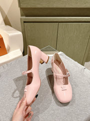 SWING HIGH MARY JANE 55 MM IN PALE PINK PATENT CALFSKIN