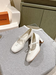 SWING HIGH MARY JANE 55 MM IN WHITE PATENT CALFSKIN