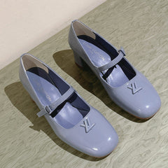 SWING HIGH MARY JANE 55 MM IN ICE BLUE PATENT CALFSKIN