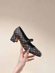 SWING HIGH MARY JANE 55 MM IN BLACK MONOGRAM CALFSKIN