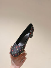 SWING HIGH PUMP 55 MM IN BLACK MONOGRAM CALFSKIN