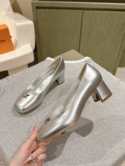 SWING HIGH PUMP 55 MM IN SILVER PATENT CALFSKIN