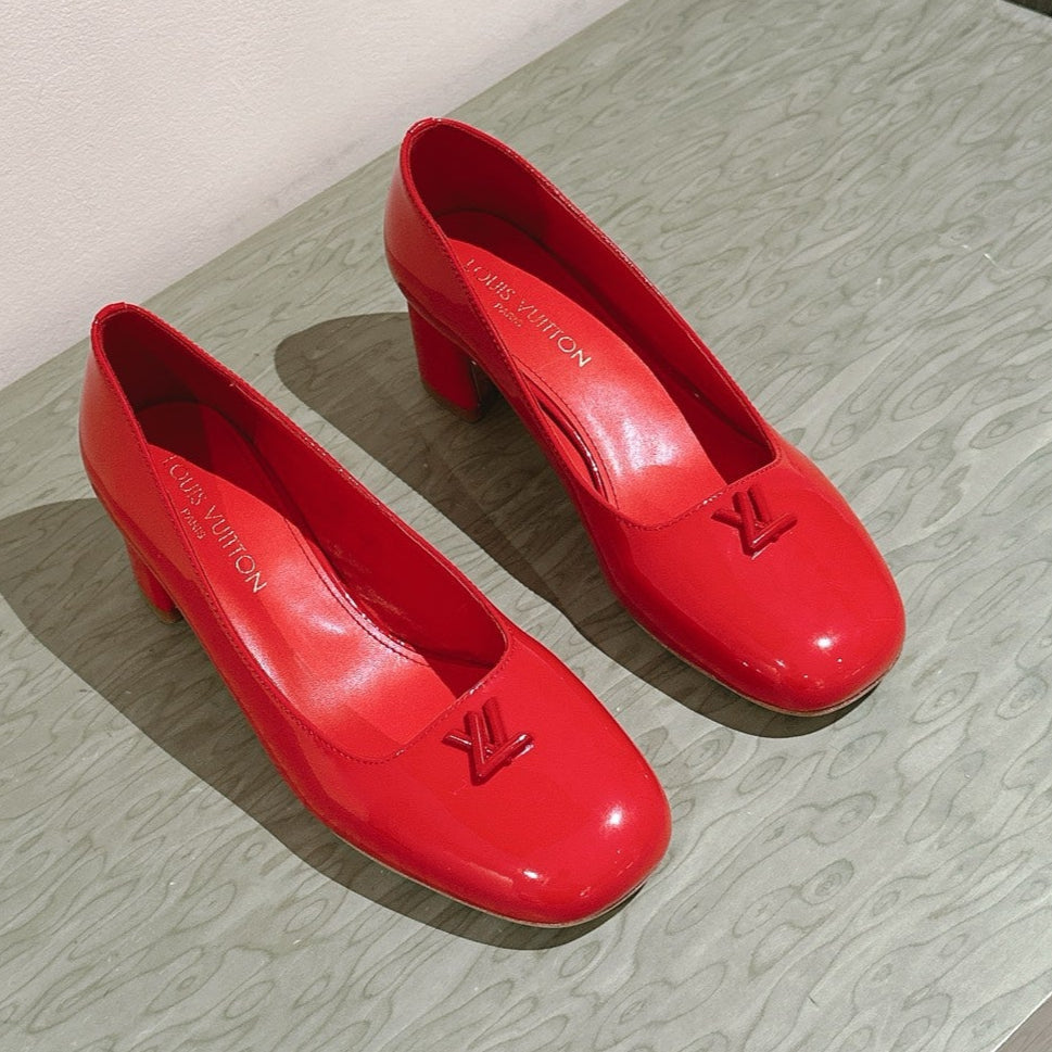 SWING HIGH PUMP 55 MM IN CRIMSON RED PATENT CALFSKIN