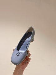 SWING HIGH PUMP 55 MM IN ICE BLUE PATENT CALFSKIN