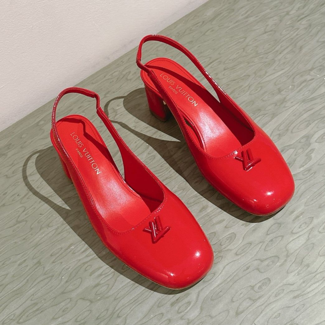 SWING SLINGBACK PUMP 55 MM IN CRIMSON RED CALFSKIN