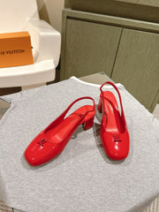 SWING SLINGBACK PUMP 55 MM IN CRIMSON RED CALFSKIN